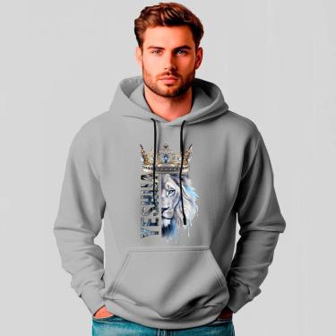 Imagem de Moletom Canguru Estampado Leão Yeshua - REF1224-Masculino