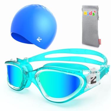 Imagem de ZIONOR Óculos de natação infantil com touca de natação, G1 MINI SE, óculos de natação antirembaciamento com touca de natação de silicone flexível durável para crianças
