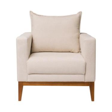 Imagem de Poltrona Classic Estofada Para Sala e Escritório Em Tecido Linho com E