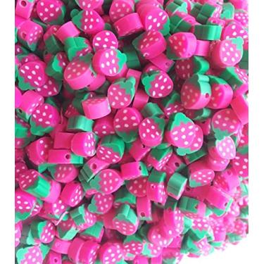 Imagem de MSCFTFB 200 peças de pingentes de frutas de 6 mm com furos, espaçador de argila de polímero, contas de fundo plano com fatias grossas para fazer bijuterias e acessórios de chaveiro, Plástico Resina