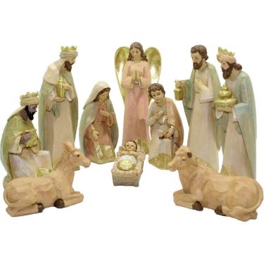 Imagem de Presépio Natalino Nascimento De Jesus Com 10 Peças Estatueta