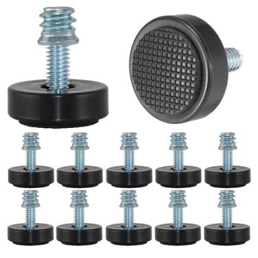 Imagem de NEWBYTEK Nivelador de móveis ajustável M6, parafusos de pés de nivelamento de borracha rosqueados, niveladores de pés rosqueados para móveis, nivelamento deslizante para mesa, cadeira, pernas de