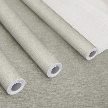 Imagem de Kit 15M Papel de Parede Adesivo Lavavel Textura Tecido Palha Cinza Lim