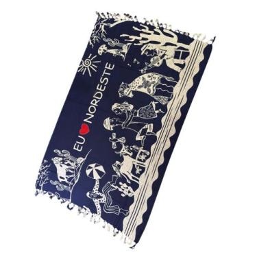 Imagem de Canga i love nordeste em poliester b53712 - Deeyaa Indiana, Azul, Unic