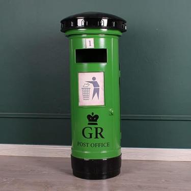 Imagem de Lixeira Retrô Estilo Industrial Caixa De Correio De Ferro Forjado Forma Lata De Lixo Personalidade Criativa American Bar Restaurante Lata De Lixo Ornamentos Decorativos, Green