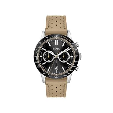 Imagem de BOSS Relógio masculino Allure com cronógrafo de quartzo em aço inoxidável – resistente à água, Preto/Marrom, Relógio de quartzo