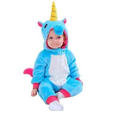Imagem de Kigurumi Infantil de Unicornio Fantasia Pijama de Inverno Quentinho com Capuz Bordado Roxo pra Meninas (Lilás, XG 13-14)