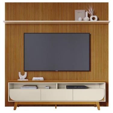 Imagem de Painel E Bancada Tv 75 Pol 245x238 cm Luna Cinamomo Off White MADETEC,