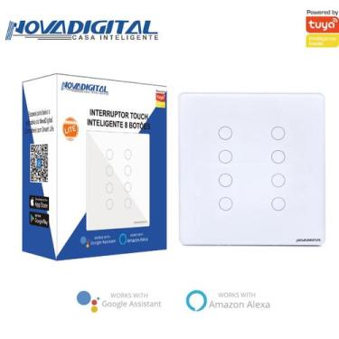 Imagem de Interruptor 8 Teclas 4x4 Branco Touch Wi-fi Novadigital Tuya