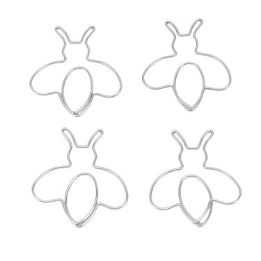 Imagem de Diydeg 80 unidades de clipes de papel, clipes de papel em formato de abelha, grampos de metal para anotações com caixa de armazenamento para decoração de álbuns de recortes (Prata)