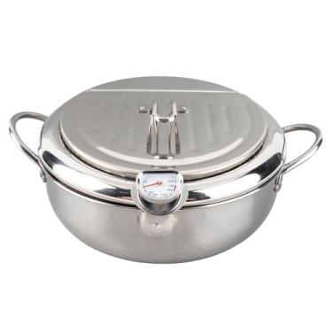 Imagem de Fritadeira Tempura Japonesa Compacta Akozon Com Temperatura Ajustável - Mini Fritadeira de Aço Inoxidável para Cooktops de Indução - Disponível Nos Tamanhos 20cm e 24cm