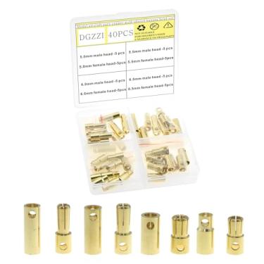 Imagem de DGZZI 40PCS 5.0/5.5/6.0/6.5mm Airplane Modeling Pure Copper Plated Banana Head Set Male and Female Connector Adapters for RC Helicopters Automobiles Boat