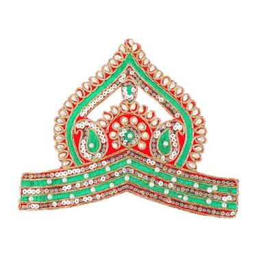 Imagem de Conjunto Mukut Deusa feito de pedra de pano de veludo para Ganesha/Laddu Gopal/Devi Maa/Radha Krishna Joias Divindades Conjunto tradicional Janmashtami Festival para Estátua de Deus (tamanho: -25,4 cm