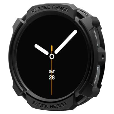 Imagem de Spigen Capa Rugged Armor projetada para Samsung Galaxy Watch 8 de 44 mm capa de TPU durável (2025) - preto fosco