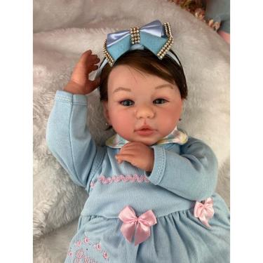 Imagem de Bebê Reborn Realista Menina Olhos Azuis Com Acessórios