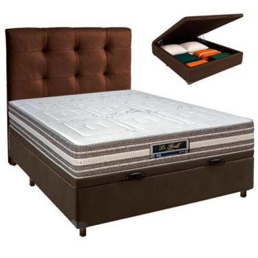 Imagem de Cama Box Bau + Colchão Casal Molas Ensacadas Legriff Sankonfort + Cabe