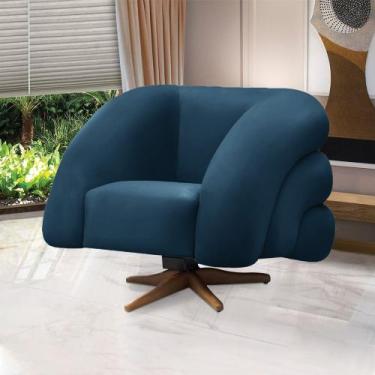 Imagem de Poltrona Giratória Orgânica com Balanço Tana Bouclê Azul Marinho E03 -