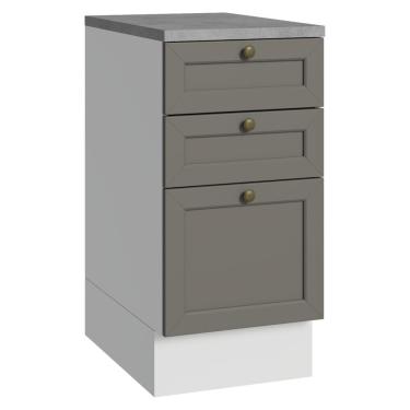 Imagem de Balcão de Cozinha 40 cm 3 Gavetas Branco/Cinza Vik Madesa