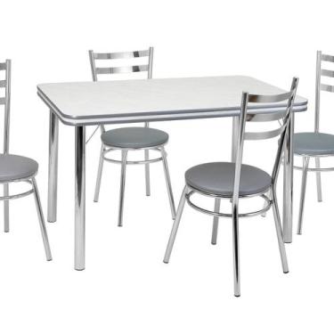 Imagem de Conjunto Sala de Jantar com 4 Cadeiras Samanta Cromado/Cinza - Criativ
