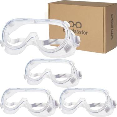 Imagem de Eyeglasstor Pacote Com 4 Óculos De Proteção Segurança Para Laboratório Química, Leves E Macios Sobre Grau, Ocular Antirrespingos Trabalhadores Da Construção, Corte Cebola Muito Mais, Branco
