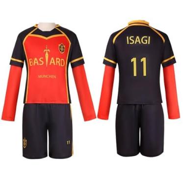 Imagem de Fantasia de cosplay masculina Isagi Yoich para adultos, cosplay, alemã, futebol, jersey, casual, roupa esportiva, dia das bruxas, Nº 11, GG