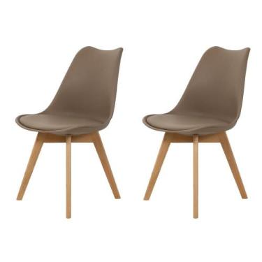 Imagem de Kit 2 Cadeiras Para Jantar Cozinha Saarinen Leda Design Wood Base Made