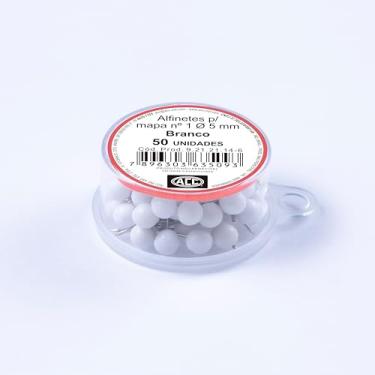 Imagem de ACC - Alfinete Mapa 1 Caixa Plástico 50 unidades Aço Cabplast Branco