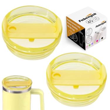 Imagem de Tampa de copo de substituição de 1,134 g para Stanley Cup, pacote com 2 tampas de substituição transparentes adequadas para copo de viagem Stanley, capas de copo à prova de derramamento para