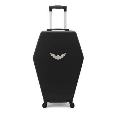 Imagem de GUTE Mala Caixão de 71 cm Preto Gótico Bagagem Rígida ABS Rodas Giratórias | Estojo de viagem de terror exclusivo | Bolsa de cabine com rodinhas trancável para transporte de aeroporto, cosplay