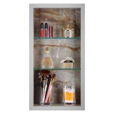 Imagem de Nicho Para Banheiro Em Porcelanato Polido Com Prateleira De Vidro (PIE