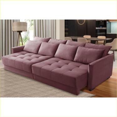 Imagem de Sofá Cama Retrátil e Reclinável 2,10m com Molas Catarina Veludo Rosê R
