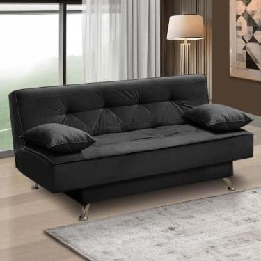 Imagem de Sofá Cama 1,80m Flavia Suede Preto Rover & Beato