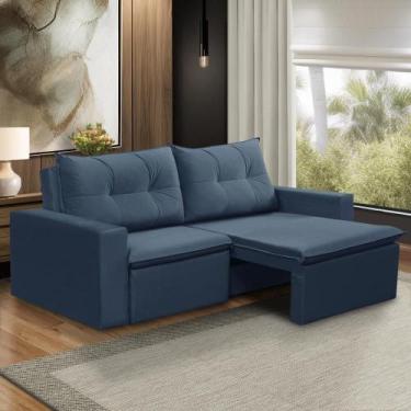 Imagem de Sofá Retrátil 2 Lugares 1,80m Lara Suede Azul Rover & Beato