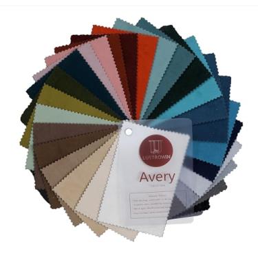 Imagem de LUSTROWIN Folheto de amostra de tecido de cortina de veludo, 28 cores disponíveis, coleção Avery
