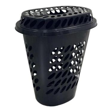 Imagem de Cesto de Roupas Organizador Oval Elegance Com Tampa Preto - Arqplast