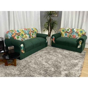 Imagem de Sofá 2 e 3 Lugares Verde com Floral 200/49 Viena