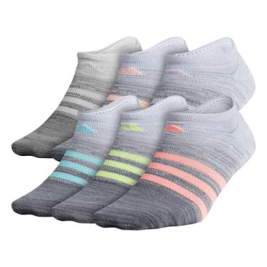 Imagem de Meias femininas Adidas Superlite invisíveis (6 pares), White - Clear Onix Space Dye/ Grey - Clear Onix Space D, Large