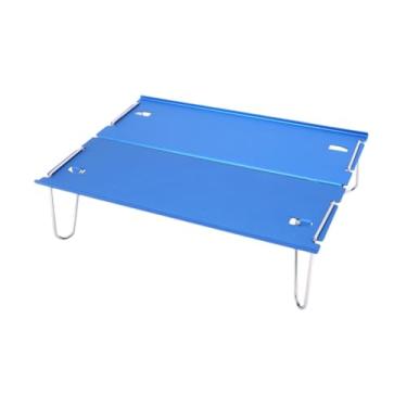 Imagem de menolana Mesa de acampamento dobrável, mesa lateral, portátil, compacta, ultraleve, para áreas externas, de praia, móveis para acampamento, caminhadas, Azul
