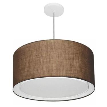 Imagem de Lustre Pendente Cilíndrico Duplo Vivare Md-4295 Cúpula Em Tecido 50x30cm - Bivolt Café...