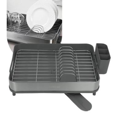 Imagem de Escorredor de Louça Tramontina Inox Plurale 10 Pratos Com Porta Talher