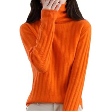 Imagem de Camisola De Malha De Gola Alta Para Senhoras De Inverno 100% Grossa Camisola De Lã Cor Sólida Camisola De Manga Comprida Para Mulheres Camisola Casual, Lavender, XS