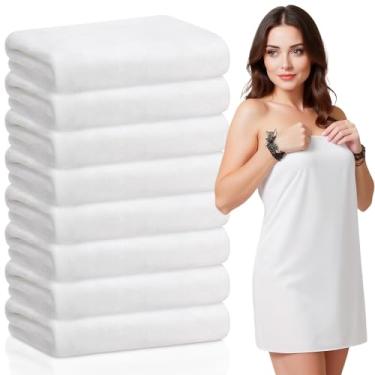 Imagem de SmoothNovelty Pacote com 8 toalhas de banho de microfibra a granel 79 x 152 cm toalha de banho tamanho grande altamente absorvente extra grande secagem macia para chuveiro, verão, praia, salão de