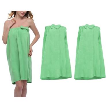 Imagem de Roupão de banho feminino com fecho ajustável para banho e chuveiro com 2 peças