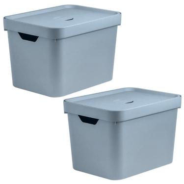 Imagem de Caixa Organizadora Multiuso Escritorio 2Un Ou Cube - Azul