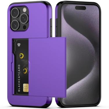 Imagem de Nvollnoe Capa compatível com iPhone 15 Pro Max com suporte para cartão, capa protetora de camada dupla à prova de choque com compartimento para cartão oculto, carteira fina para mulheres e homens de