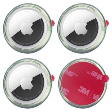 Imagem de echinff Pacote com 4 capas para Airtag, capa protetora com adesivo forte 3M compatível com etiquetas Apple Air para colar na TV, fones de ouvido remotos, mochilas, bagagem, laptop, câmera, bicicleta
