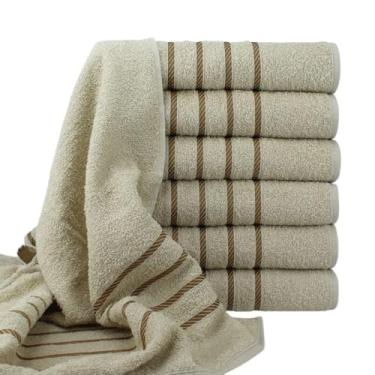 Imagem de Toalha de Banho Dubai Kit 10 Peças 70x130cm 330g/m² Macia com Costuras Reforçadas (Bege)