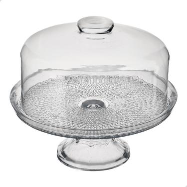 Imagem de Queijeira De Vidro Com Pé Vitazza Boleira Redonda 22Cm Tampa