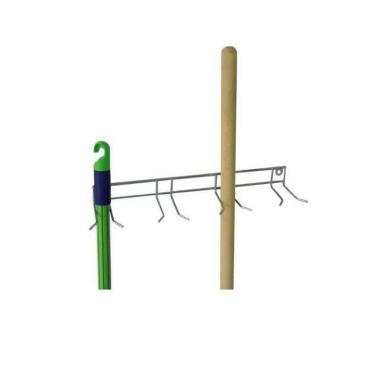 Imagem de Suporte Para Vassouras Rodos Pá De Lixo Inox De Parede