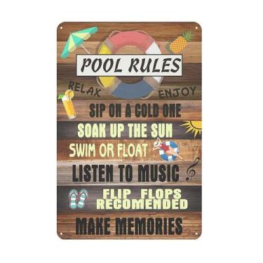 Imagem de Sinais decorativos das regras da piscina Sinal decorativo do metal da 
